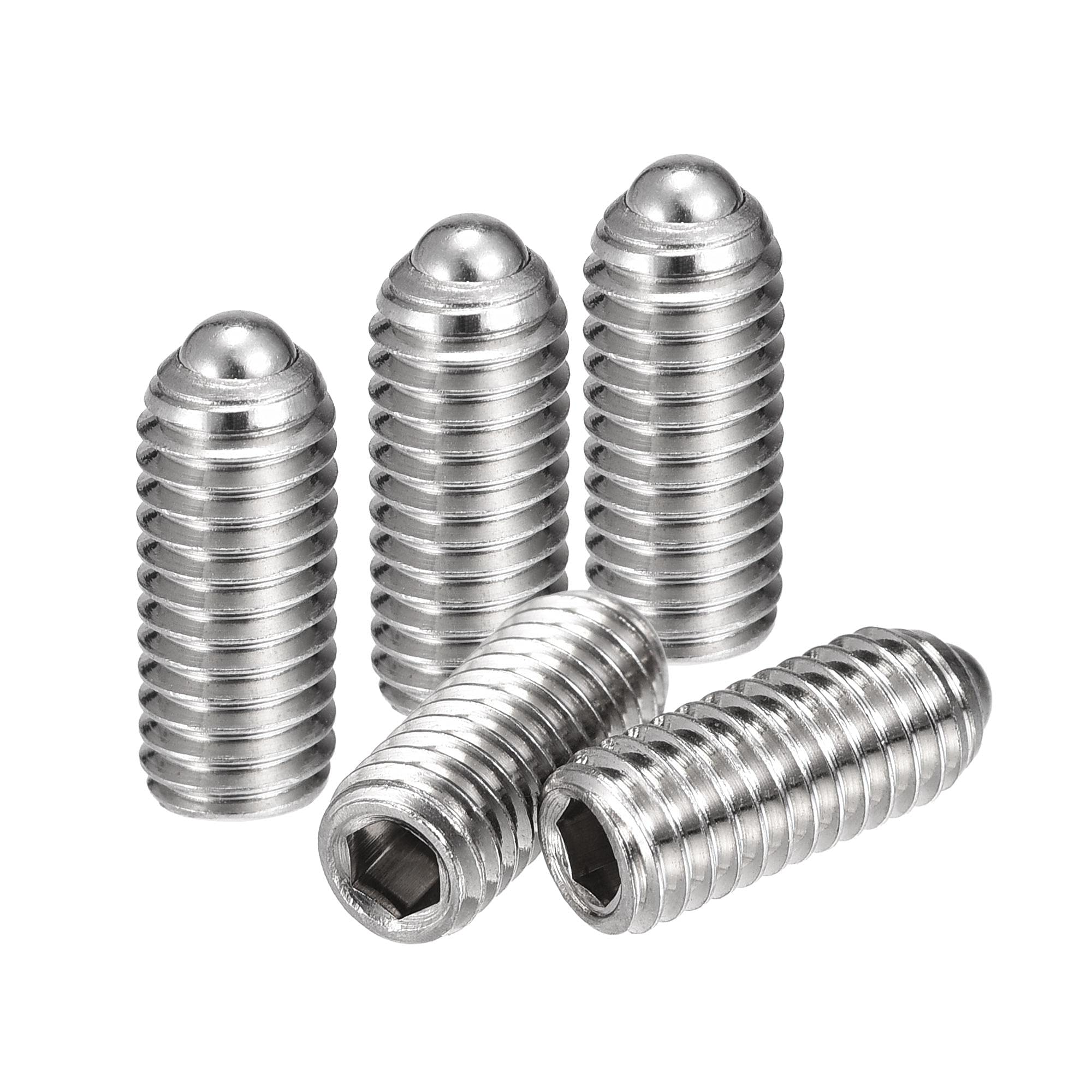 sourcing map Ball Point Set Screws, M5 x 12mm 304 Stainless Steel Metric Spring Hex Socket Screw 20pcs
