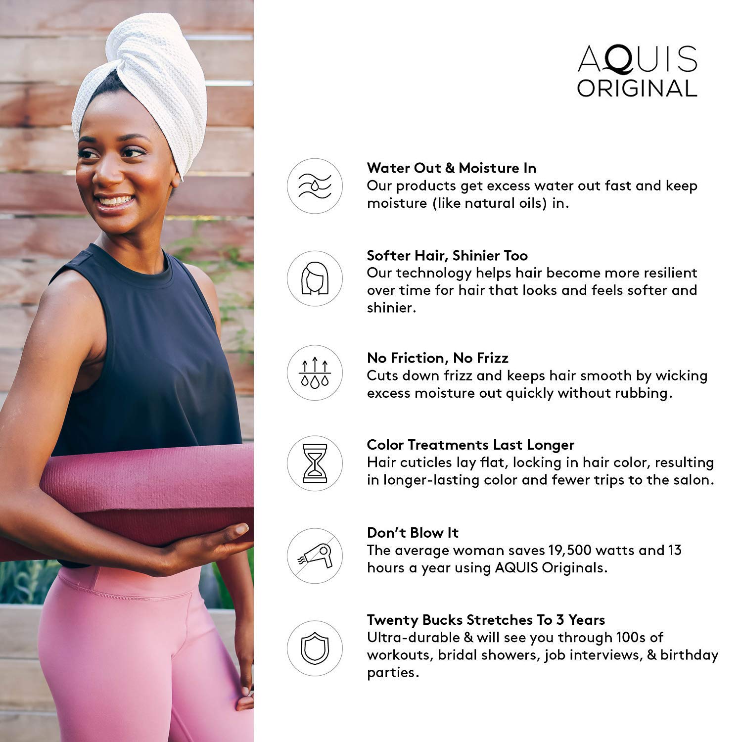 AQUIS - Original Hair Towel (Waffle), Ultra Absorbent & Fast Drying Microfiber Towel for Thicker Hair, Linen (19 x 39 Inches) : Hair Drying Towels : Beauty