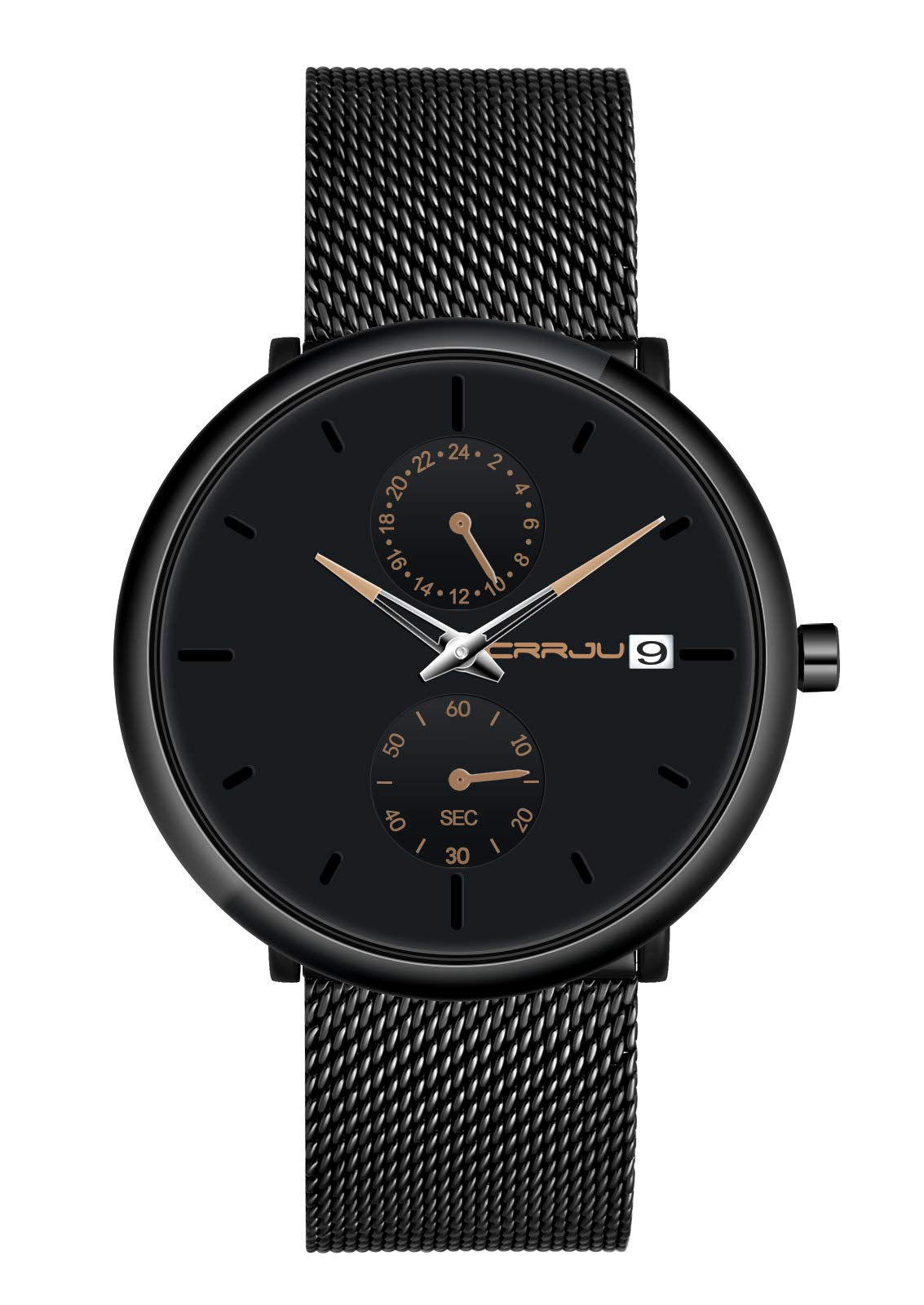 MicLee Men's Wrist Watches, Men's Boy's Quartz Watch, Business Watch, Student Casual Watch, with Calendar, Alloy Watch, Mineral Glass dial Window, Stainless Steel mesh Band