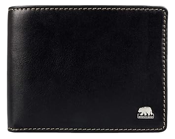 Brown Bear Geldbörse Herren klein Leder Schwarz Braun Camel flach ohne Münzfach hochwertig