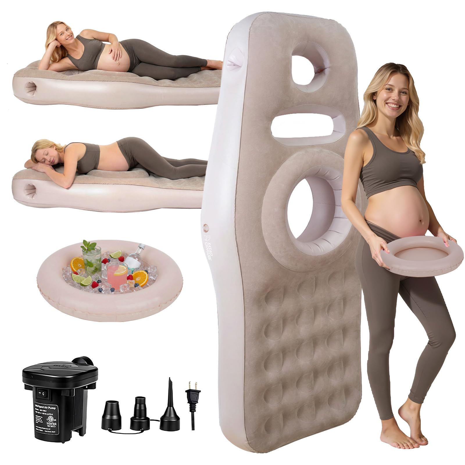Photo 1 of Inflatable Pregnancy Pillow with Belly & Head Hole, Prone Pregnancy Pillow for Stomach Sleepers, Belly Pillow Pregnancy Mattress for Pregnant Women, Maternity airbed Pool Float for Tummy Massage