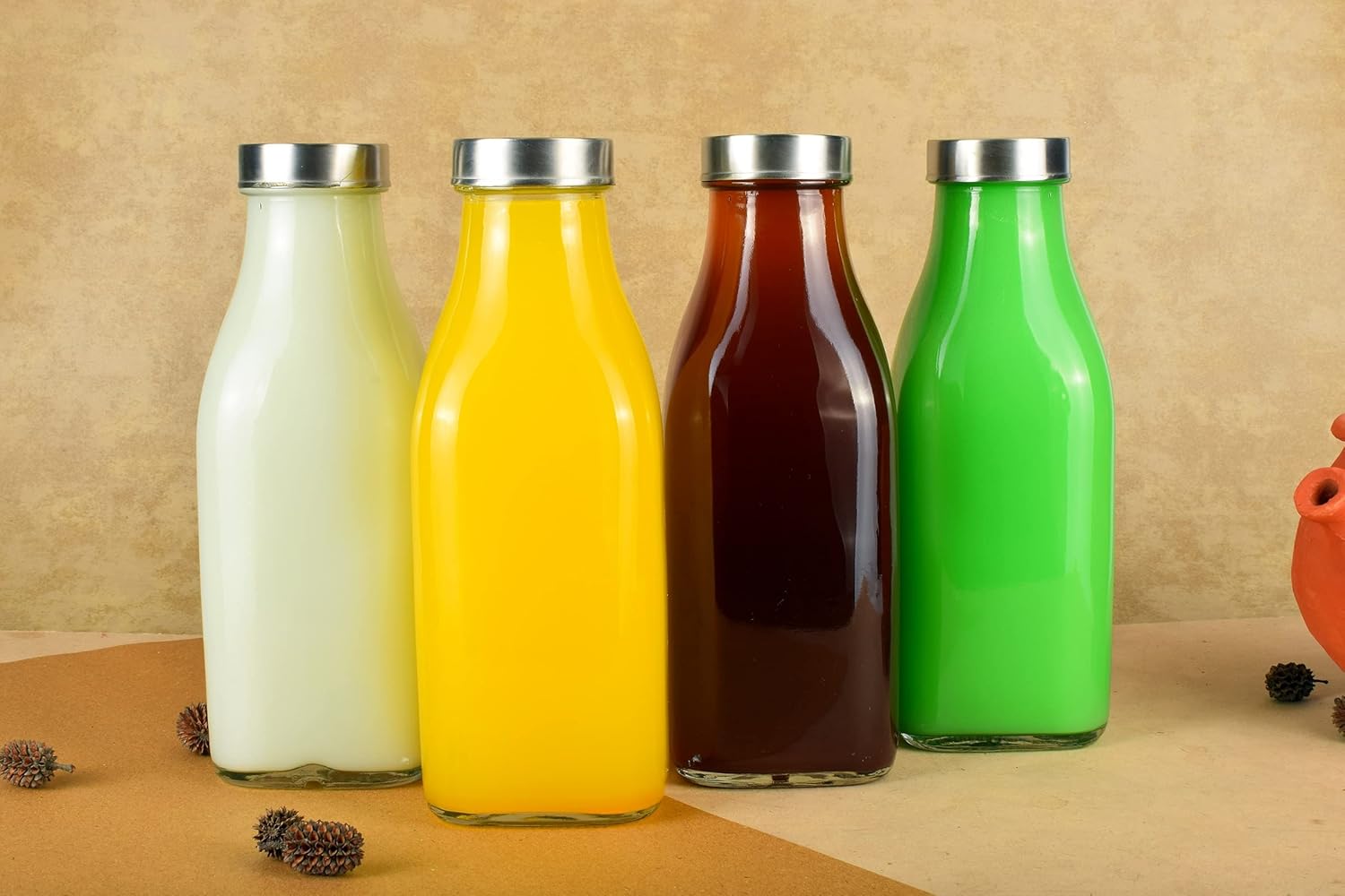 glass milk and juice bottle for home and fridge storage bottle 1000ml