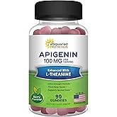 Apigenin 100mg with L-Theanine 100mg Gummies - Apigenin Supplement for Sleep - Natural Extract Gummy Alternative to Capsules, Pills, Powder & Tea - 2 Per Serving