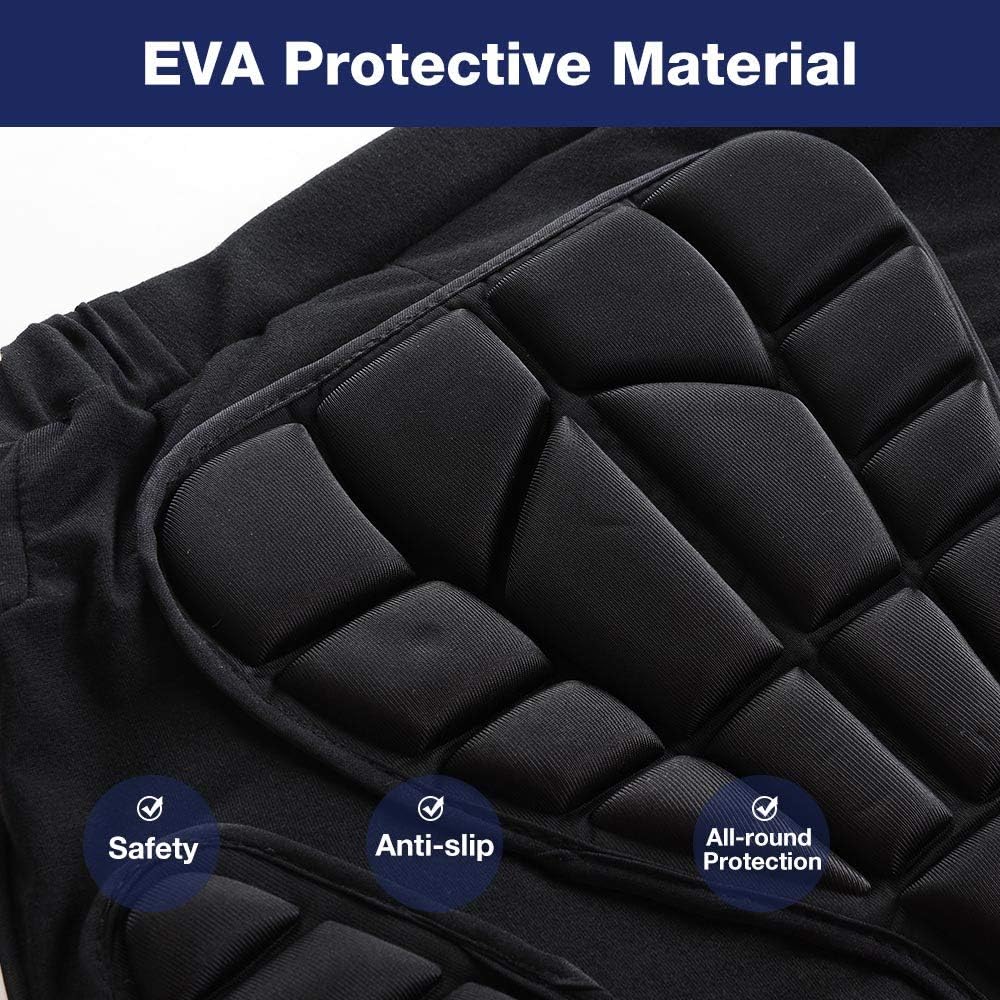 ZIONOR 3D Protective Padded Short Pants Hip Butt EVA for Ski Snowboarding (XS) Black: Clothing