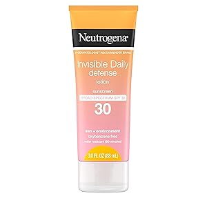 Neutrogena Invisible Daily Defense Sunscreen Lotion, Broad Spectrum SPF 30, Oxybenzone-Free & Water-Resistant, Sun & Environmental Aggressor Protection, Antioxidant Complex, 3.0 fl. oz