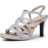 DREAM PAIRS Women's Strappy Stiletto High Heels Round Toe Ankle Strap Dress Shoes Platform Comfortable Heeled Sandals