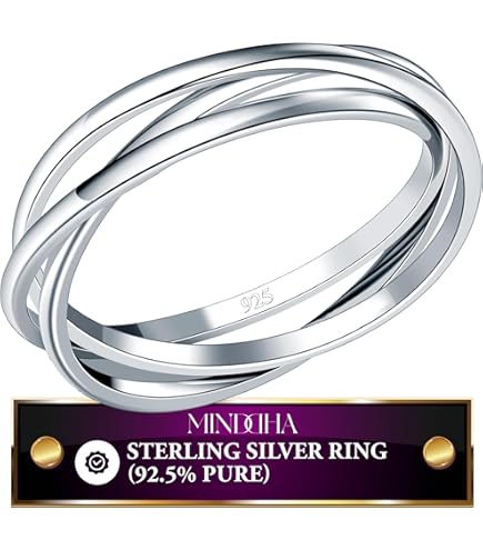 Charmsy - Anillo De Plata De Ley 925, Ligero, Triple Rodamiento, Cúpula Lisa, Ajuste Cómodo, Anillos Entrelazados De Alto Pulido Para Mujeres Y Hombres, Talla 5-9, Plata, Sin Piedras Preciosas
