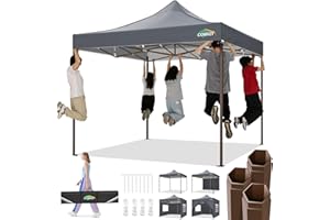 COBIZI 10x10 Pop Up Canopy Tent Heavy Duty with 4 Sidewalls, Commercial Easy Up Instant Canopy Outdoor for Events Party Wedding, All Weather Waterproof UV 50+ with Carry Bag (Leg Upgraded), Gray