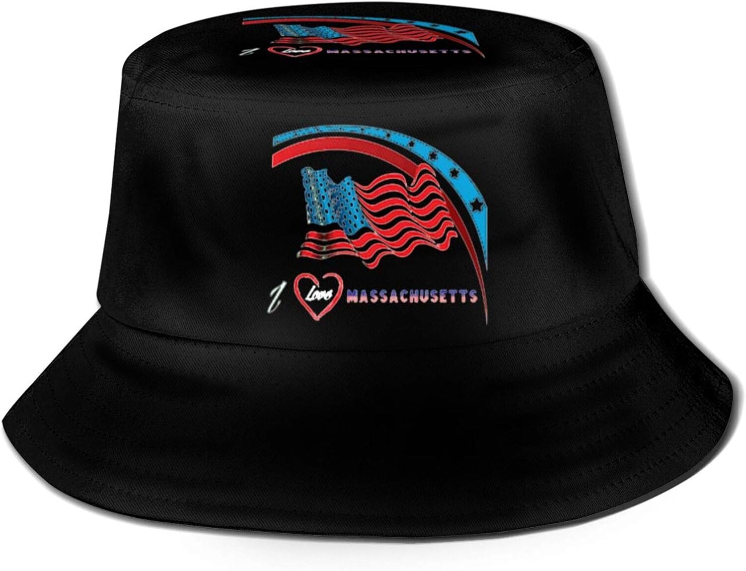 I Love Massachusetts Unisex Fashion Bucket Hat Beach Fisherman Hats Black at Amazon Women’s