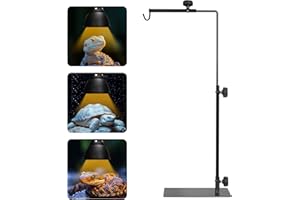 Simple Deluxe Reptile Light Stand Adjustable 16-32 inch Floor Lamp Holder, Metal Bracket for Reptile Tank & Terrarium Heating Light