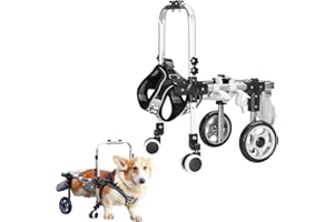 PTWSF Dog Wheelchair for Back Legs，Adjustable Pets Cart Mobility Aids for Little Pets,Chest & Thigh Support,Suitable Small Medium Dogs (Four Rounds, XS)
