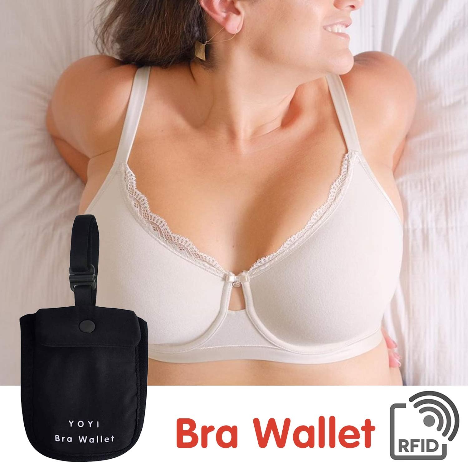  | YOYI RFID Undercover Bra Wallet, Hidden Travel Pouch, Secret Stash Pocket - Credit Cards & Money & Valuables with Adjustable, Elastic Strap Suitable for All Bra Sizes | Travel Wallets