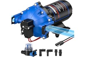 CrestWave 12V RV Water Pump, 7GPM 70PSI, 5-Chamber Diaphragm Pump with Quick Connect Ports, Self-Priming Water Pressure Pump 