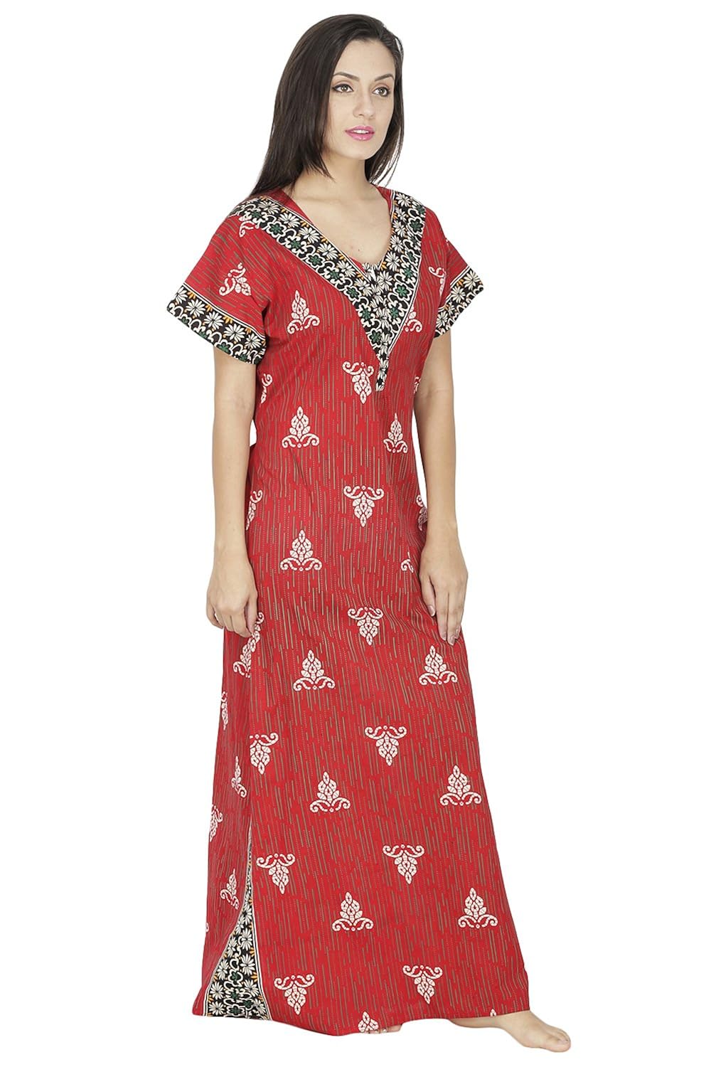 secret wish women's cotton nighty, nightdress (free size)