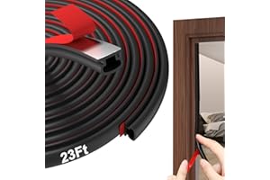alophoty 23 Ft Weather Stripping Door Seal - Rubber Door Seal Strip for Door Frame, Self Adhesive Doors Soundproofing Strip, D Shaped Weather Stripping for Doors Windows, Black (W×H: 0.35×0.24 in)