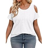 VISILILY Plus-Size-Womens-Summer-Tops Trendy Cold Shoulder Short Sleeve Shirts Casual Crew Neck Cute Tunics Blouses XL-5XL