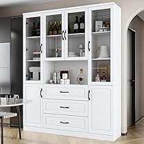 Amazon.com: MOUMON Kitchen Hutch Storage Cabinet with Glass