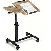 IRUFGLL Beside Desk Overbed Table with Wheels Adjustable Height Over Bed Table Rolling Hospital Laptop Stand for Couch Tray Table Bed Sofa Side Table Computer Workstations-Coffee