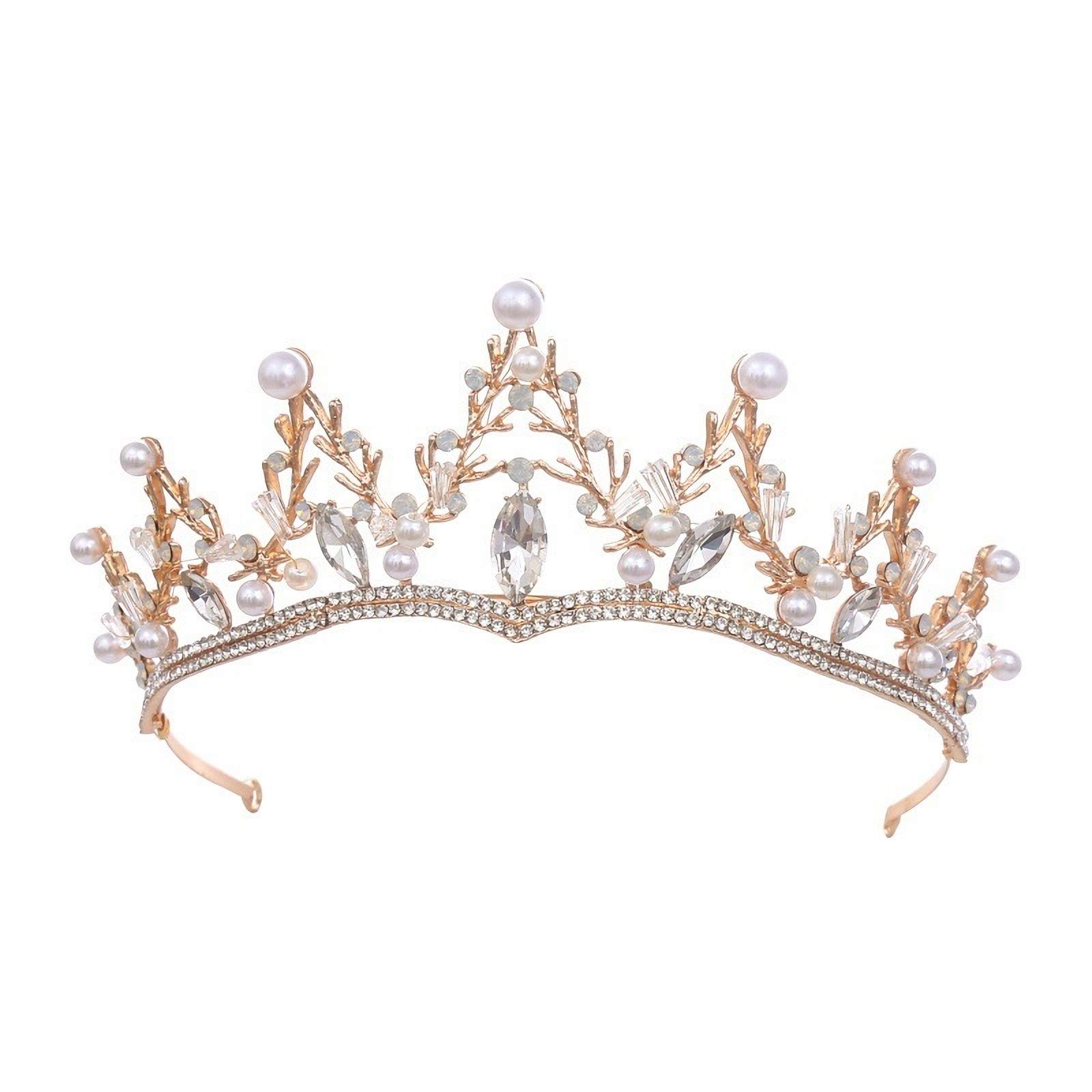 Baroque Crown Vintage Round Tiara Retro Gothic Rhinestone Black Queen Crown for Wedding Festival Party Hair Jewelry for Women Adults (Style 013)