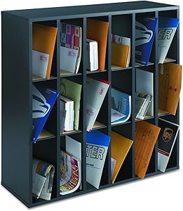 Safco Products 7765BL Wood Mail Sorter, 18 Compartment, Black