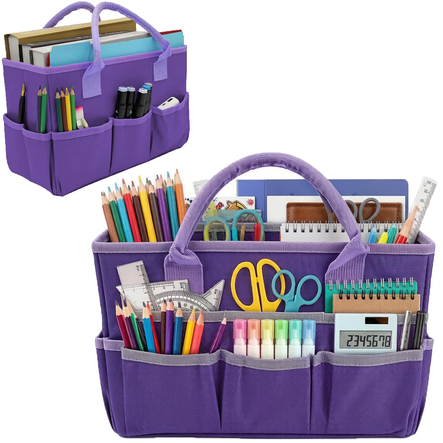 ITODA Artist Tote Bag Desktop File Folder Stationery Organizer Caddy Craft Pack School Art Tool Storage Organizer Garden Tote Bag with Handle for Pen Book Notebook Office Supplies