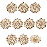 FINGERINSPIRE 10Pcs Flower Rhinestone Shank Buttons - 1inch Gold Crystal Floral Sew On Buttons with 1-Hole for DIY Craft Bouquet Clothes Decoration
