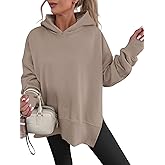 ANRABESS Womens Oversized Hoodies Long Sleeve Fleece Side Slit Hooded Sweatshirts Pullover 2026 Fall Outfits Y2K Clothes