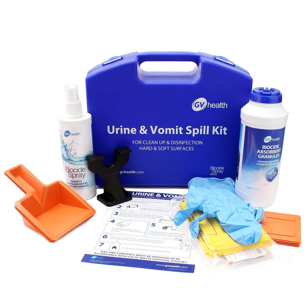 Urine and Vomit Spill Kit by GV Health - clean up to 6 spillages