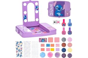 Stitch Cosmetic Light-up Vanity Makeup Set Includes Lip Gloss, Eye Shadow, Brushes, Nail Polish, Nail Accessories & More! for