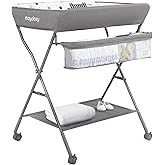 Maydolly - Cambiador de bebé con ruedas, estación de pañales plegable portátil de altura ajustable con organizador de guarder