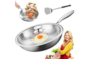 Titancore Titanium Hammered Pan Pro with Lid, Siraat Pure Titanium Pan, Non Coated Non Stick Frying Pan, Even Heating for All