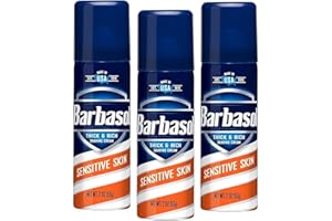 Barbasol Shave Cream Sensitive Skin Travel size 2 oz (Pack of 3)