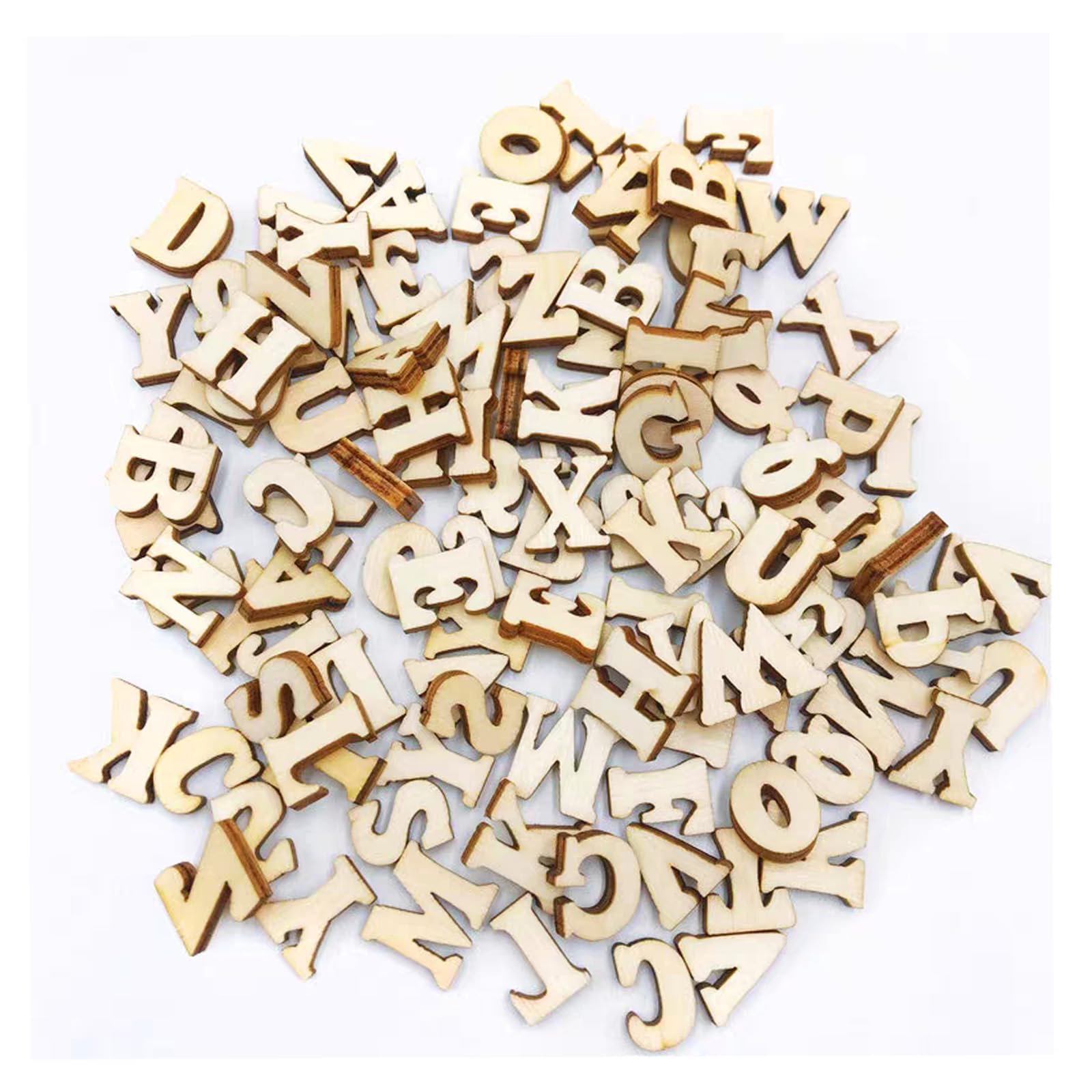 ORTAVA Pack of 100 Small Wooden Letters for Various Sizes for Crafts and Painting, Letter Decoration, Letters Christmas Decoration, Leisure, Wedding, Party, Random Mixed