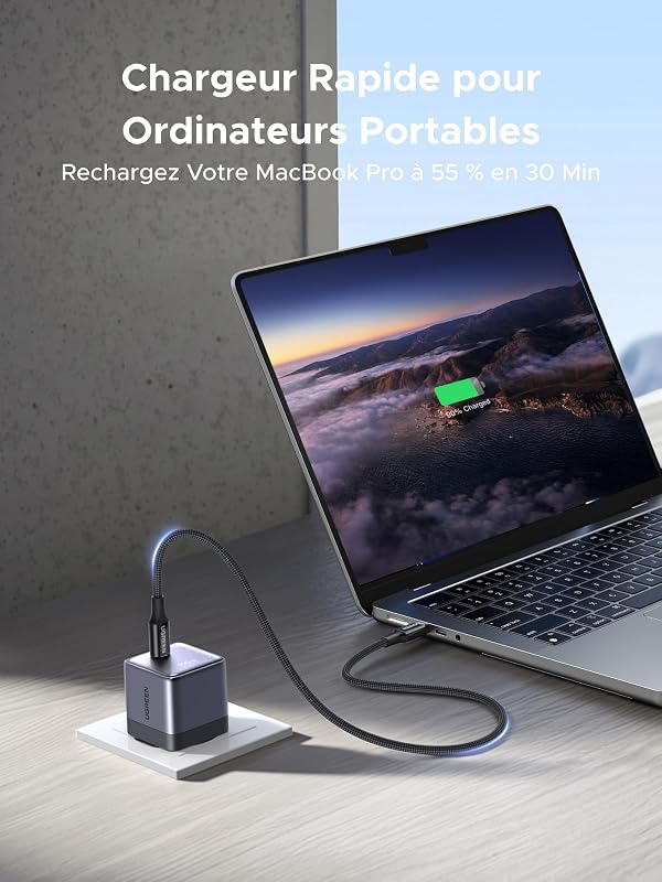 Nexode Air 100W Chargeur USB C Rapide AVS GaN II Tech avec Câble