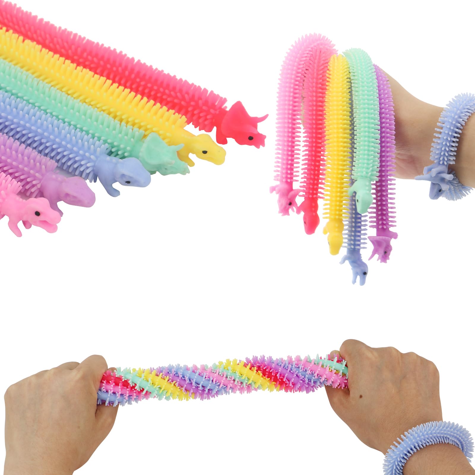 Stretchy Dinosaur Noodles String Fidget Toy,Unique Sensory ADHD Sensory Toys Good for Kids and Adults with ADD,ADHD,OCD or Autism