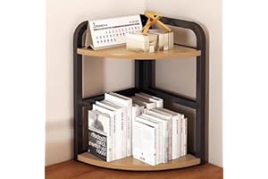 Hbluefat Desktop Corner Organizer Shelf, Desk Wood Storage Bookshelff, Mini Countertop Bookcase, Multi-Unit Counter Stand Rac