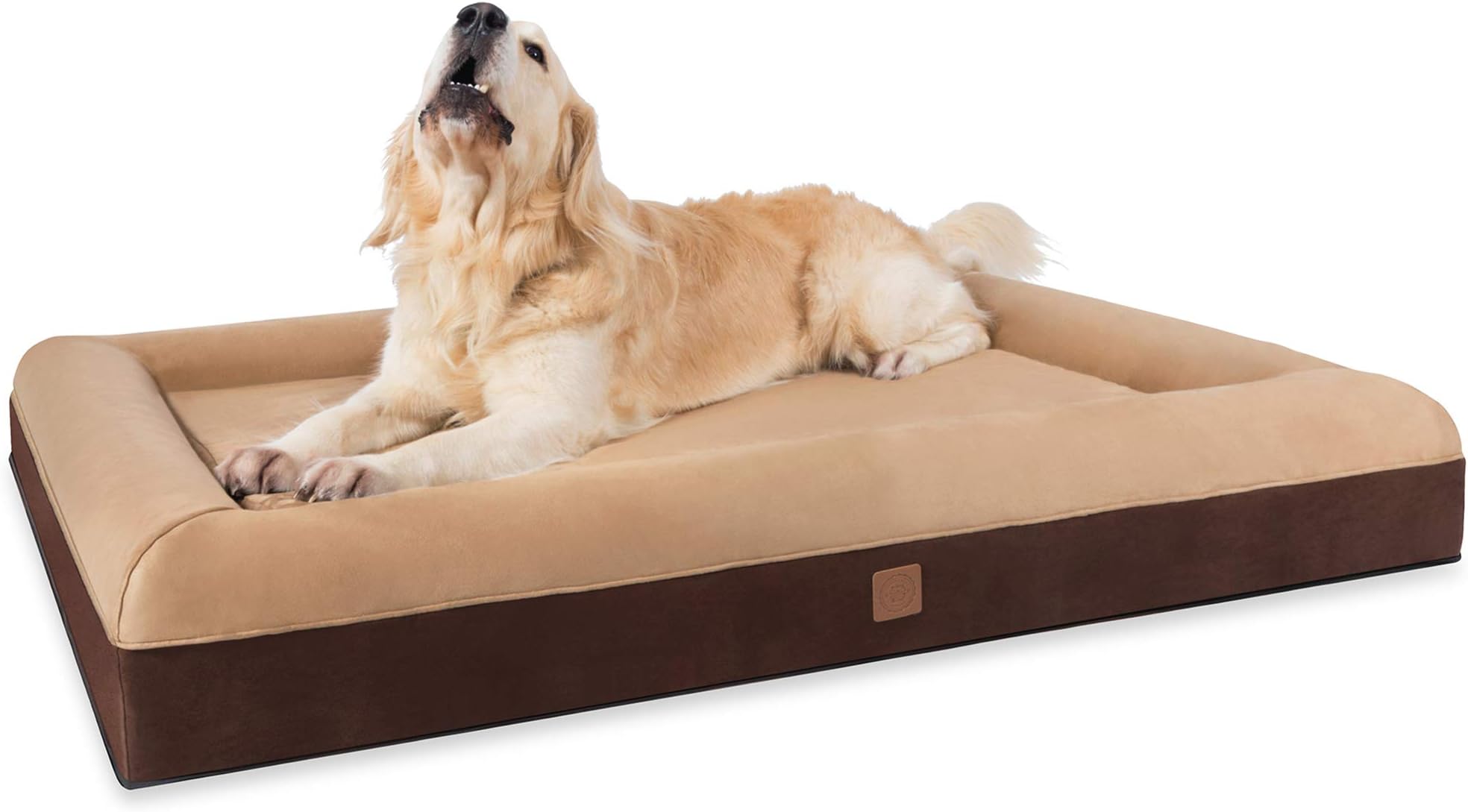 Orthopedic Dog Bed - Extra Large Memory Foam Dog Bed with Sturdy bolsters for Older Dogs or Reduced Mobility, Machine Washable, Water Resistant Lining and YKK Zippers, Faux Suede, Skin Contact Safe