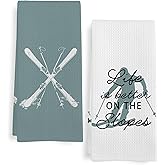 GWFSJYU Winter Skiing Skier Kitchen Towels Set of 2, Ski Gifts for Skiers, Life is Better on The Slopes Dish Tea Towels for Kitchen, Ski Christmas Decorative Hand Towel for Bathroom, 16x24 Inch