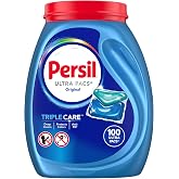 Persil Original Ultra Pacs Laundry Detergent, 100 Count | Deep Clean &amp; Care, Single-Dose Convenience, Protects Colors, Fights Stains, HE Safe, All Water Temperatures