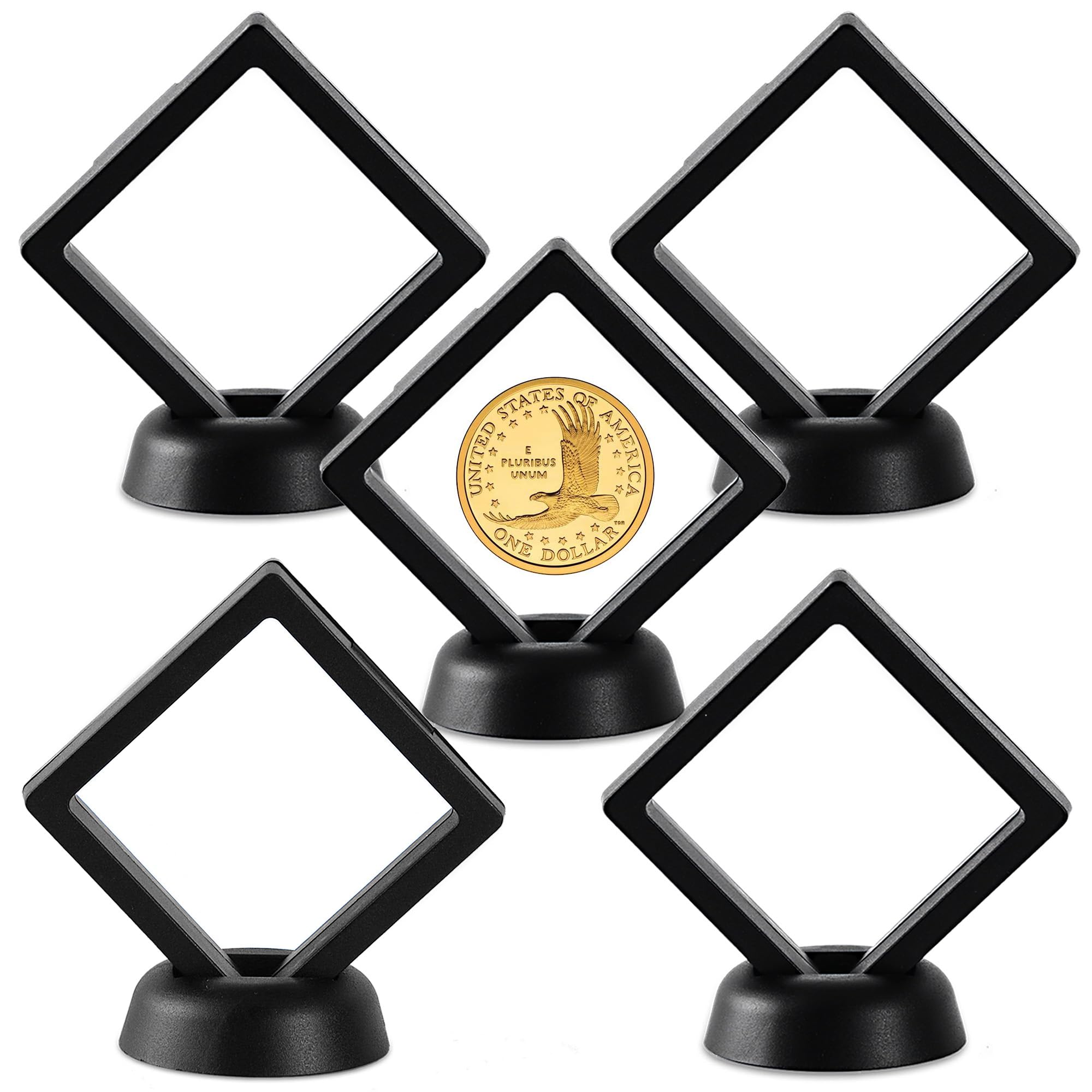 Coin Floating Stand - 5 Pcs Coin Display Box Display Frame Kit for Coins Jewelry Medallions Stones 5PCS 2.75"x2.75"x0.75" Uncle Paul CS307