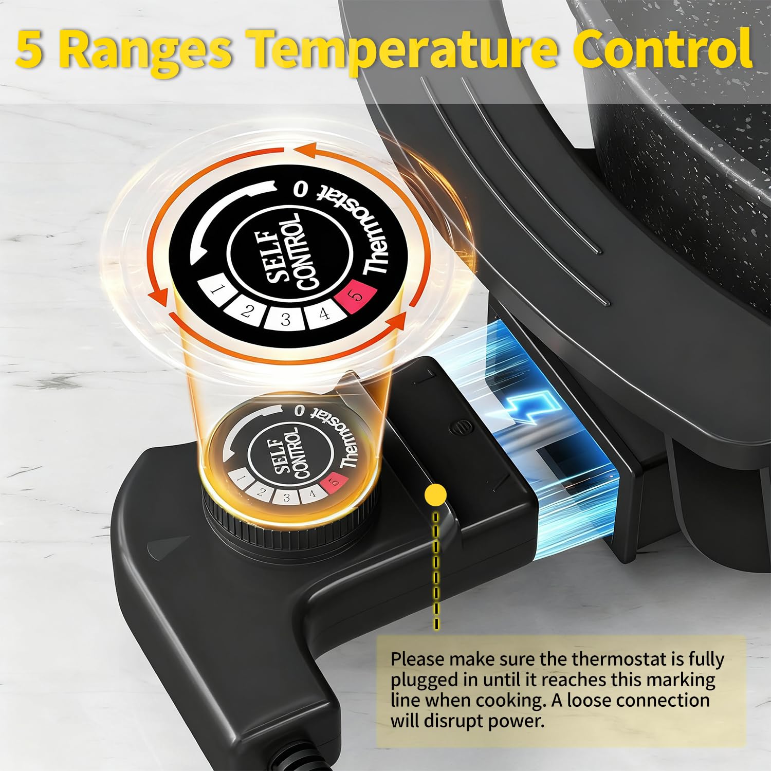 Food Party Electric Hot Pot with Divider Hotpot Pot Electric Hopot Cooker Shabu Shabu Pot 110V 1200W Non-Stick 6-Quart BPA FREE Fondue Chinese Hot Pot