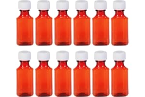 Sandhill Tools Premium Oval Plastic Liquid Medicine Bottles with Child Resistant Caps 2 Oz (60 ml), Pharmacy Leak Proof Travel Graduated Empty Containers (Pack of 12)