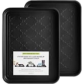 PETABBY Boot Tray 2 Packs All Seasons Multi-Purpose, Waterproof Boot Trays for Entryway Indoor &amp; Outdoor, Non-Slip Shoe Tray, 16.7"x12.8",Black