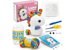 HEJIN Crochet Kit for Beginners, Unicorn Crochet Kits for Kids and Adults Include Rainbow Yarn, Videos Tutorials, Eyes, and Crochet Hook - Crochet Animal Kit, Beginner Crochet Kit - Gift for Birthdays