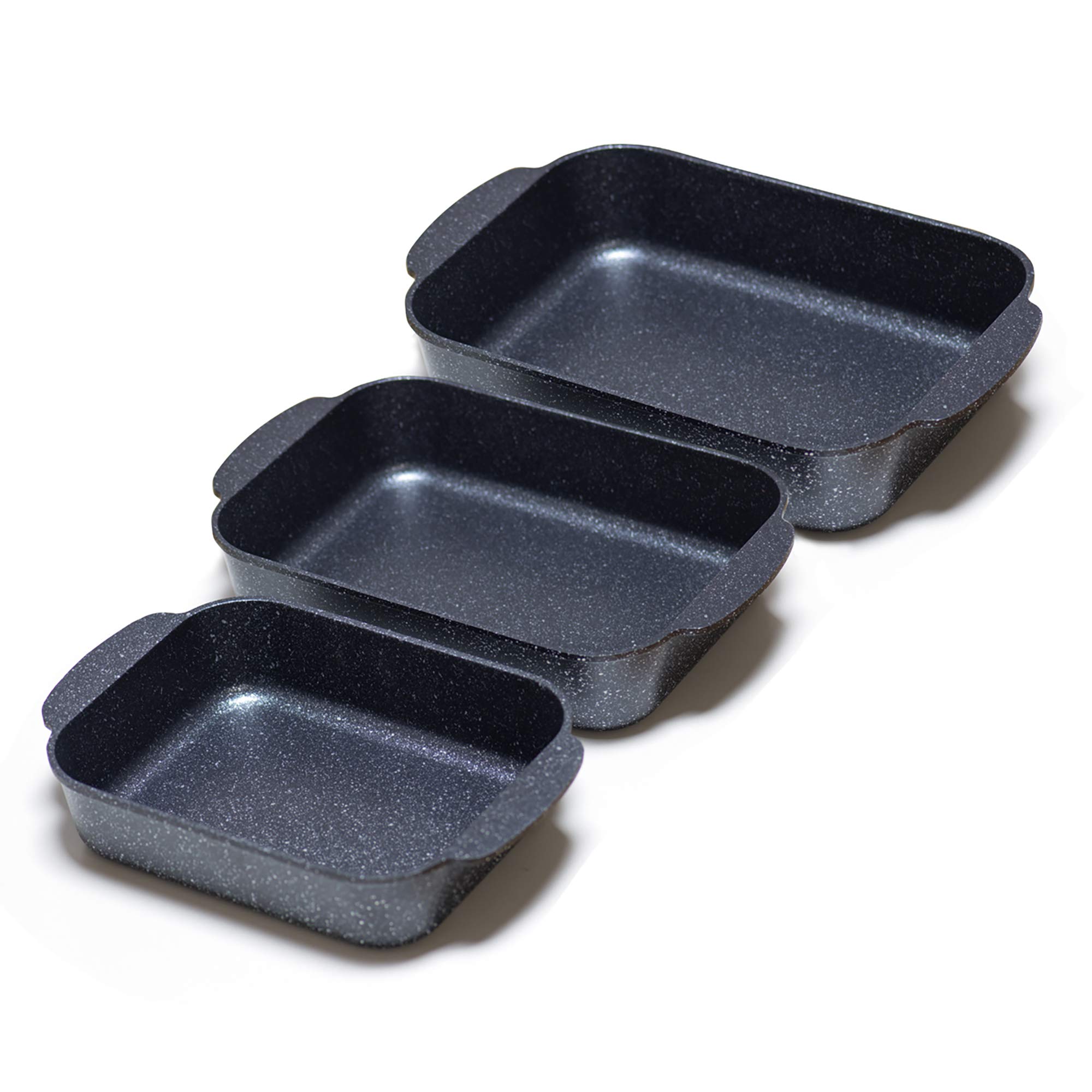 S·KITCHN Lasagna Pan Kit Roasting Pan Set Bread Pan Kit, Casseroles Pans, Roaster Pan Kit Nonstick Bakeware Set, Non-stick Bread Baking Pans, 3 Pcs