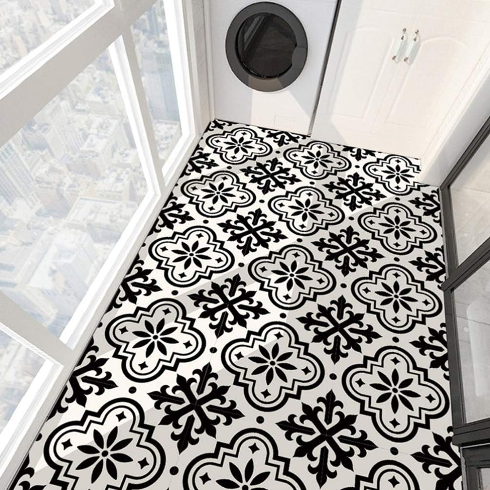 VOSAREA 4pcs Non Slip Floor Stickers Waterproof PVC Tile Decals SelfAdhesive Peel and Stick Wall Sticker for Home Bathroom Kitchen Decoration (Flower) - Image 3