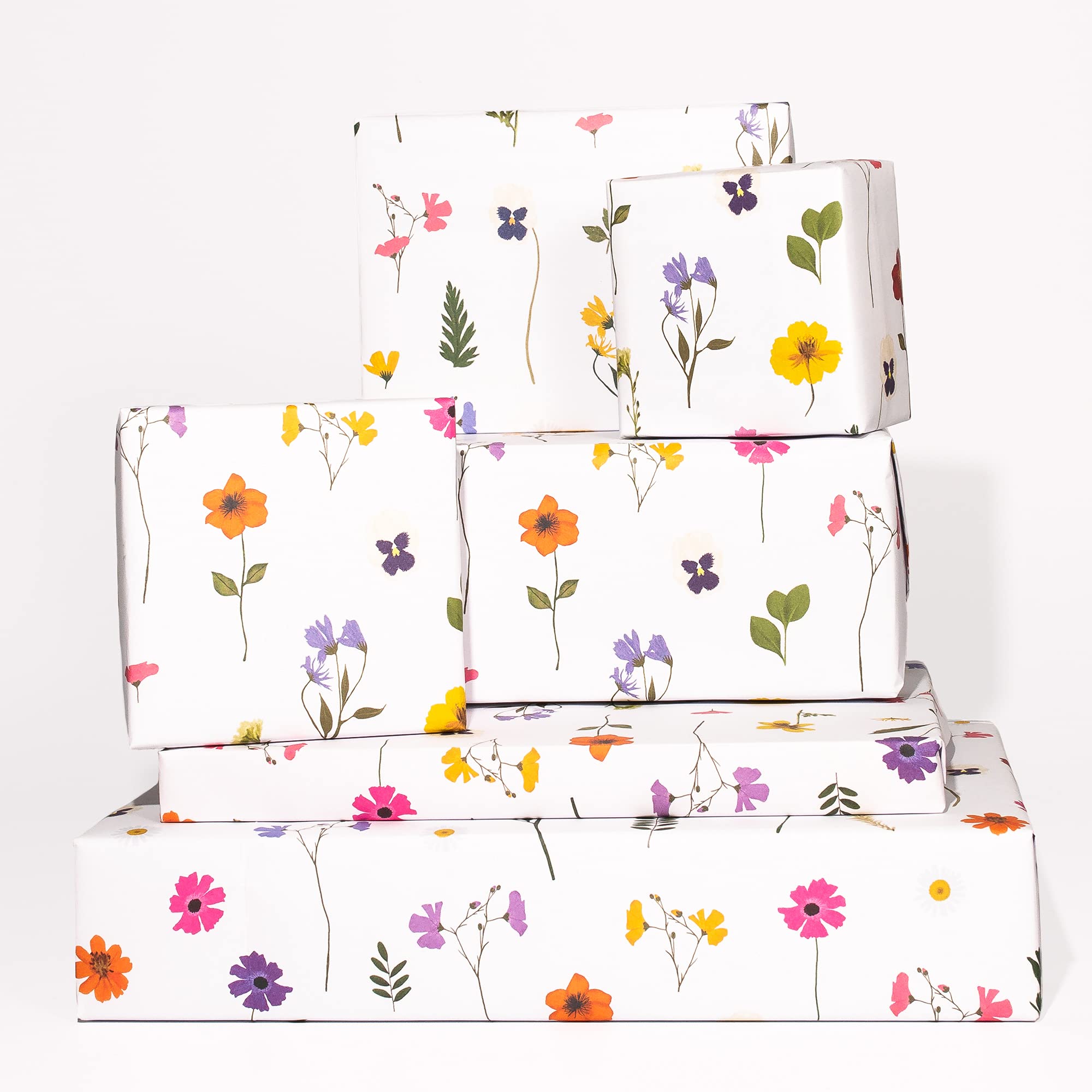 Sustainable Wrapping Paper Sheets (x6) - Designer Gift Wrap - Floral - For Women Girls Female Friends - White & Pink Flowers - Recyclable - For New Home Birthday Easter Dayspring - By Central 23
