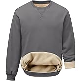 PLEPAN Men's Fleece Lined Crewneck Sweatshirts Fleece Cotton Pullover Casual Basic Thermal Sweater Winter