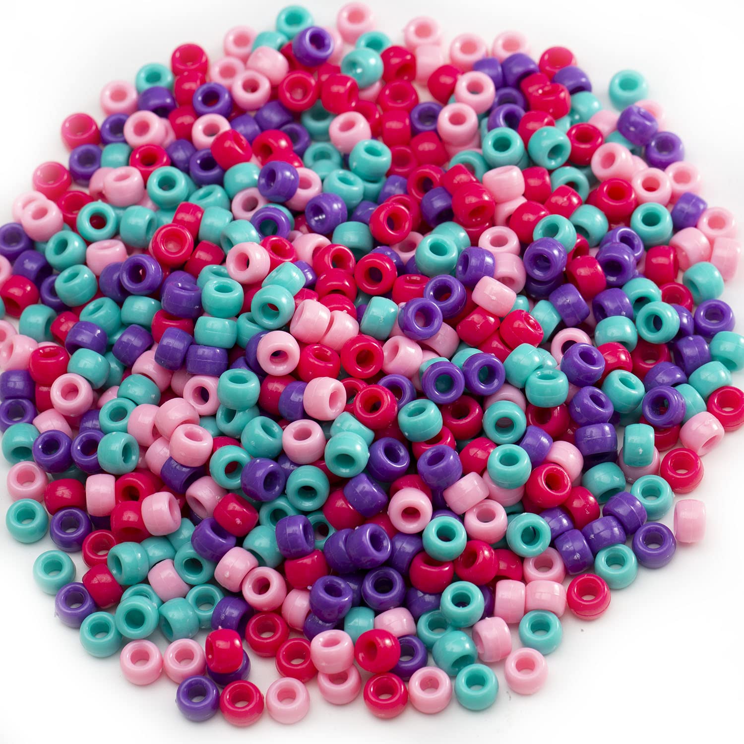 1000 Pcs Pony Beads 6x9mm Bulk 4 Colors for Arts Craft Bracelet Necklace Jewelry Making Earring Hair braiding — image 1