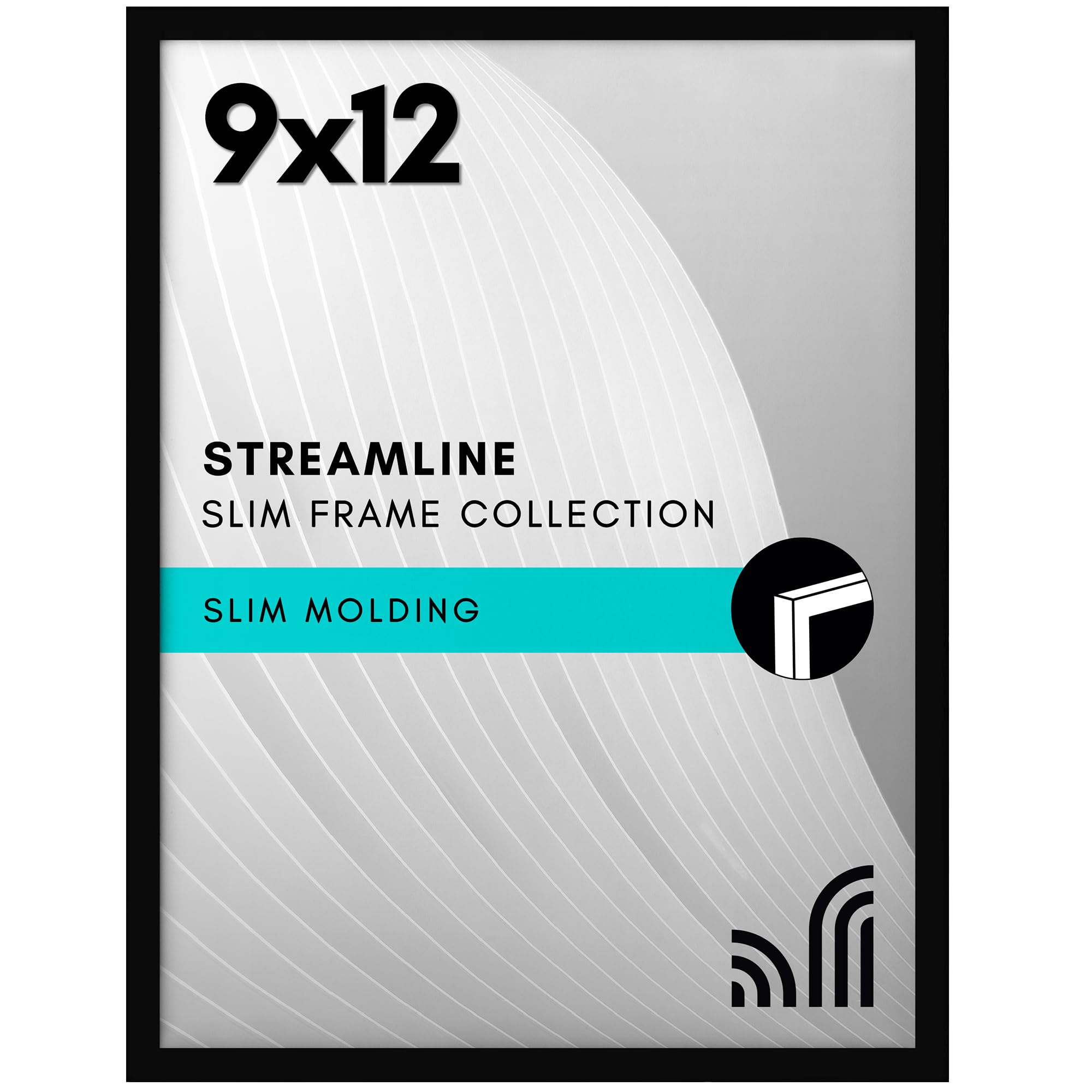 Photo 1 of Americanflat 9x12 Picture Frame with Shatter-Resistant Glass - Streamline Collection - Thin Border Photo Frame for Tabletop and Wall Display - Hanging Hardware and Easel Stand Included - Black